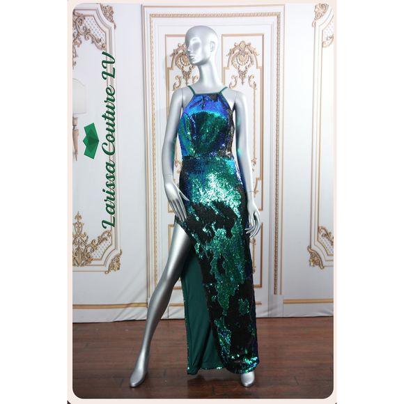 Multicolor Larissa Couture LV Size 6 Side slit dress